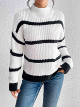 Load image into Gallery viewer, Striped Mock Neck Sweater
