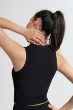 Load image into Gallery viewer, Ribbed Crisscross Round Neck Cropped Sports Tank
