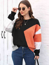 Load image into Gallery viewer, Color Block Round Neck Sweater
