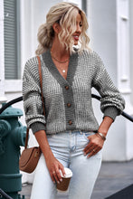 Load image into Gallery viewer, Waffle-Knit Drop Shoulder Button-Down Cardigan
