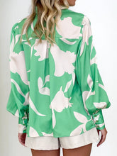 Load image into Gallery viewer, Printed Button Up Lantern Sleeve Shirt
