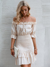 Load image into Gallery viewer, Frill Trim Off-Shoulder Layered Mini Dress
