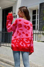 Load image into Gallery viewer, Woven Right Leopard Ribbed Trim Dropped Shoulder Sweater
