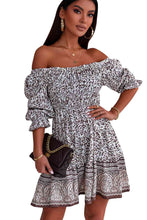 Load image into Gallery viewer, Printed Off-Shoulder Pleated Dress
