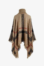 Load image into Gallery viewer, Plaid Turtleneck Raw Hem Poncho
