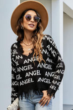 Load image into Gallery viewer, ANGEL Distressed V-Neck Dropped Shoulder Sweater
