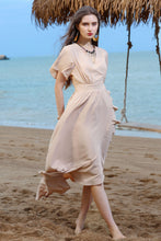 Load image into Gallery viewer, Ruffled Flutter Sleeve Tied Surplice Dress
