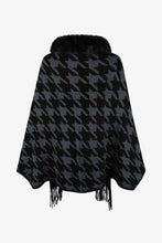 Load image into Gallery viewer, Houndstooth Fringe Hem Poncho
