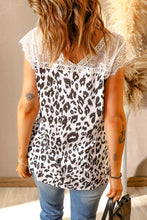 Load image into Gallery viewer, Printed Spliced Lace Scalloped V-Neck Blouse
