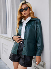 Load image into Gallery viewer, PU Leather Belted Jacket with Pockets

