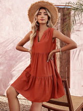 Load image into Gallery viewer, Sleeveless Notched Neck Tiered Dress

