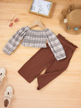 Load image into Gallery viewer, Girls Smock Crop Top and Tie Waist Pants Set
