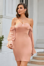 Load image into Gallery viewer, Off-Shoulder Flounce Sleeve Slit Dress
