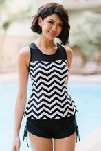 Load image into Gallery viewer, Full Size Chevron Print Ruched Tankini Set
