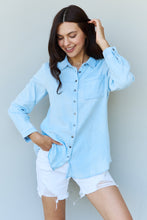 Load image into Gallery viewer, Doublju Blue Jean Baby Denim Button Down Shirt Top in Light Blue
