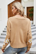 Load image into Gallery viewer, Floral Ribbed Trim Drop Shoulder Cardigan
