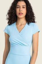 Load image into Gallery viewer, Gathered Detail Surplice Short Sleeve Sports Top
