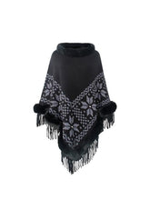 Load image into Gallery viewer, Fringe Geometric Cape Sleeve Poncho
