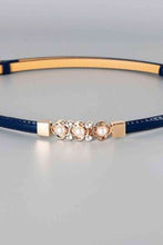Load image into Gallery viewer, Rhinestone Flower Adjustable PU Leather Belt
