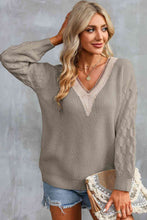 Load image into Gallery viewer, Contrast V-Neck Sweater
