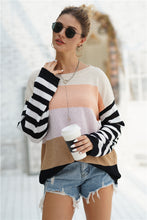 Load image into Gallery viewer, Striped Ribbed Trim Bell Sleeve Sweater
