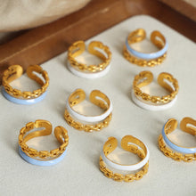 Load image into Gallery viewer, Enamel 18K Gold-Plated Open Ring
