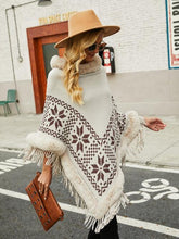 Load image into Gallery viewer, Fringe Geometric Cape Sleeve Poncho
