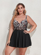 Load image into Gallery viewer, Plus Size Two-Tone Swim Dress and Bottoms Set
