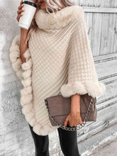 Load image into Gallery viewer, Faux Fur Trim Poncho
