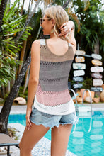 Load image into Gallery viewer, Striped Openwork V-Neck Knit Tank
