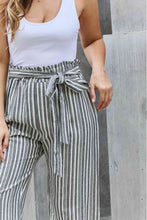 Load image into Gallery viewer, Heimish Find Your Path Full Size Paperbag Waist Striped Culotte Pants
