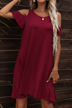 Load image into Gallery viewer, Floral Round Neck Cold-Shoulder Dress
