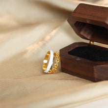 Load image into Gallery viewer, Enamel 18K Gold-Plated Open Ring
