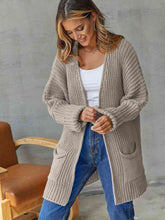 Load image into Gallery viewer, Open Front Long Sleeve Cardigan with Pockets
