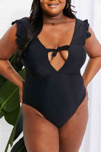 Load image into Gallery viewer, Marina West Swim Seashell Ruffle Sleeve One-Piece in Black
