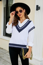 Load image into Gallery viewer, Contrast V-Neck Cap Sleeve Sweater Vest
