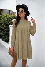 Load image into Gallery viewer, Balloon Sleeve Keyhole Tiered Dress
