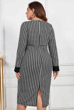 Load image into Gallery viewer, Melo Apparel Plus Size Houndstooth V-Neck Midi Dress

