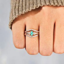 Load image into Gallery viewer, Artificial Turquoise V Shape Inlaid Zircon Ring
