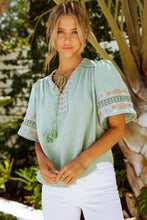 Load image into Gallery viewer, Bohemian Tassel Half Puff Sleeve Top
