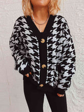 Load image into Gallery viewer, Houndstooth Botton Front  Cardigan with Pockets
