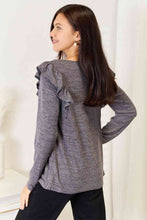 Load image into Gallery viewer, Double Take Square Neck Ruffle Shoulder Long Sleeve T-Shirt
