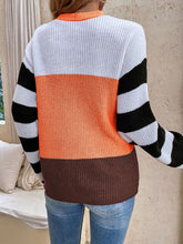 Load image into Gallery viewer, Color Block Tied Dropped Shoulder Sweater
