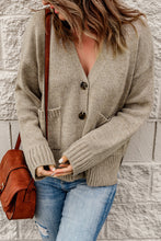 Load image into Gallery viewer, Ribbed Trim Button Down Cardigan with Pockets
