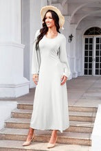 Load image into Gallery viewer, Tie Back Ribbed Round Neck Long Sleeve Dress
