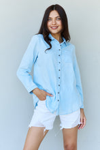 Load image into Gallery viewer, Doublju Blue Jean Baby Denim Button Down Shirt Top in Light Blue

