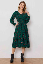 Load image into Gallery viewer, Printed Surplice Neck Long Sleeve Dress
