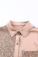 Load image into Gallery viewer, Sequin Button Front High-Low Shirt Dress
