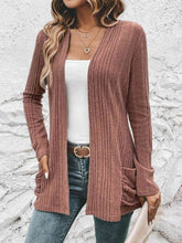 Load image into Gallery viewer, Ribbed Open Front Cardigan with Pockets
