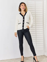 Load image into Gallery viewer, Contrast Trim Button Up Cardigan

